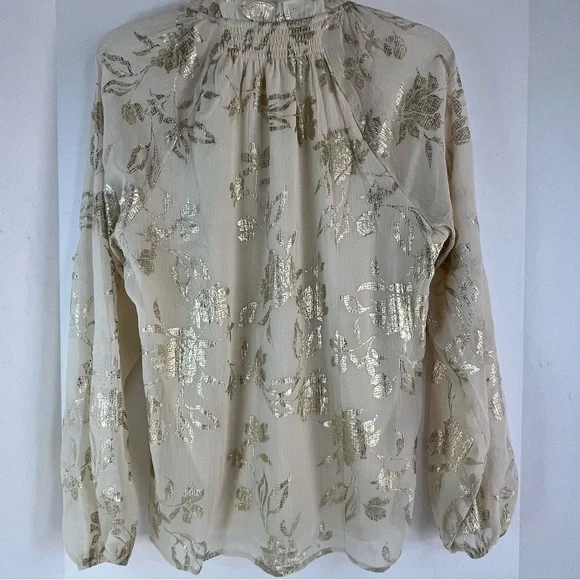 Haver Blair London Boho Top shirt Blouse Tunic Long Sleeve Ivory Pullover MED - Picture 5 of 6